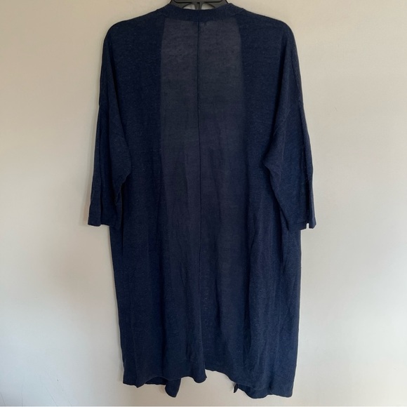 J. Jill Love Linen Cardigan Sweater Navy Blue Open Front Long Sleeve Size Small - Picture 9 of 9